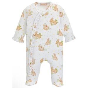 BABY CLUB CHIC Adorable Bunnies Pima Cotton Footie Size 0-3 Months NEW